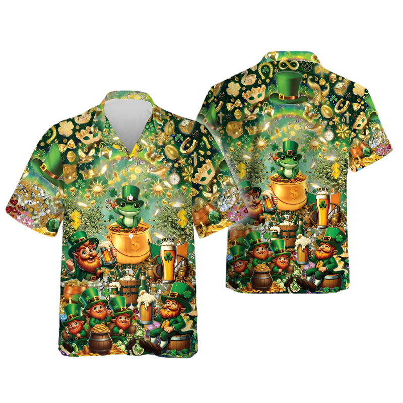 Shamrock Element St. Patrick's Day Pattern Men's Shirts