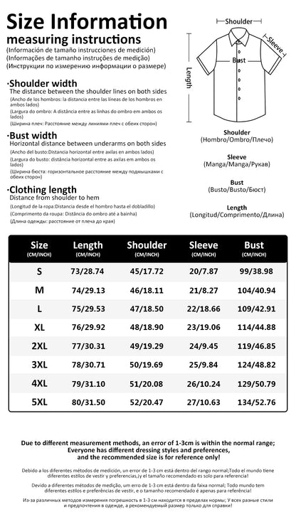 Size chart for clothing with measurements in centimeters and inches.