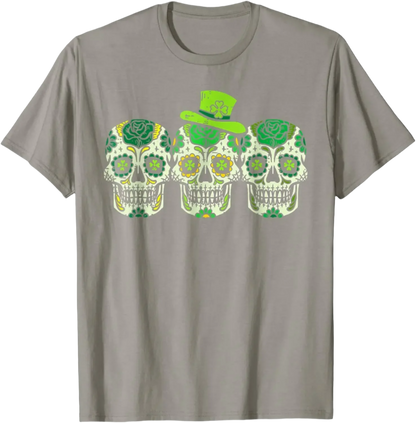 Sugar Skulls Leprechaun Hat St Patricks Day T-Shirt