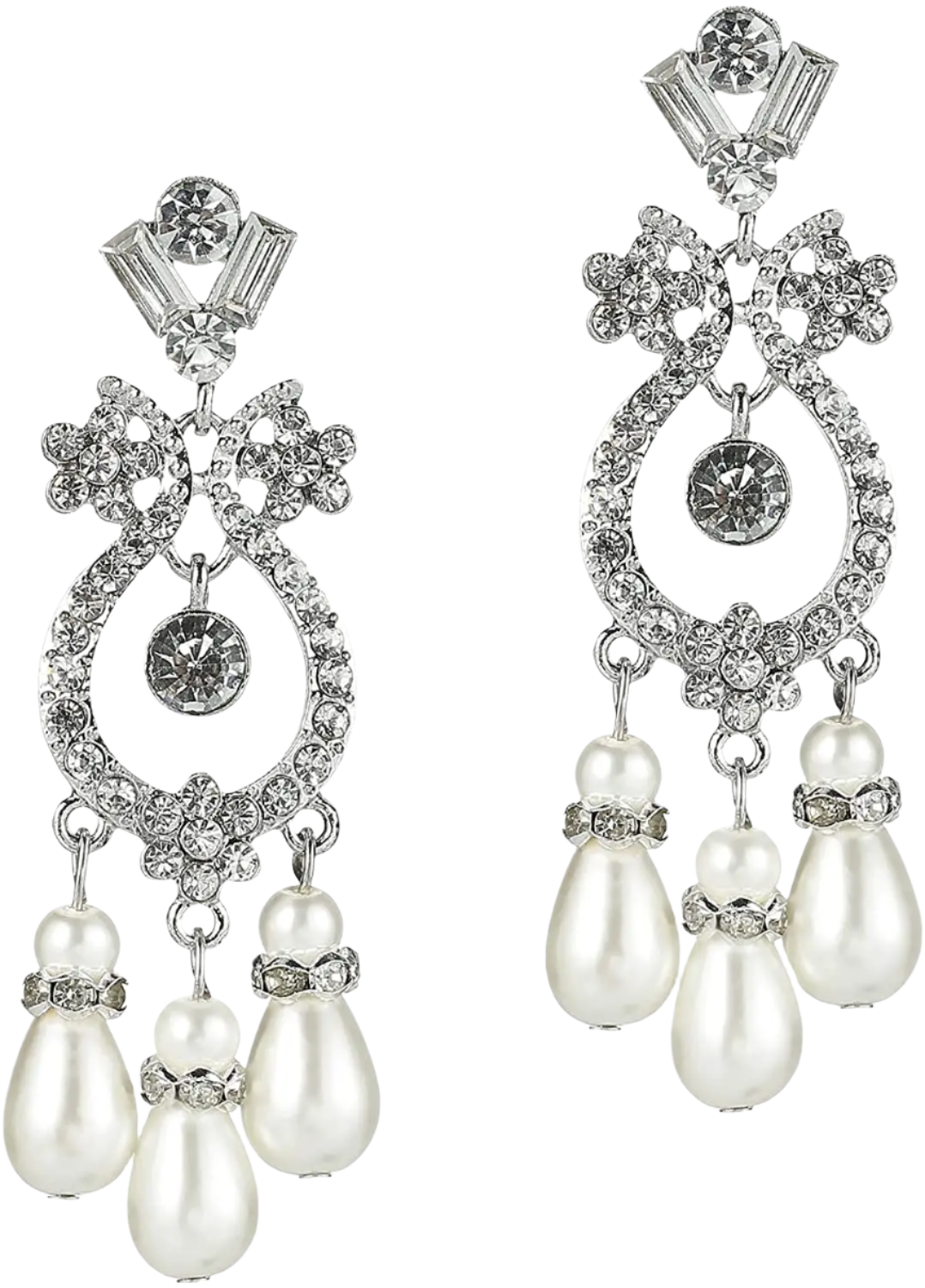 1920s Art Deco pearl dangle earrings with vintage Gatsby design for resort theme nights

