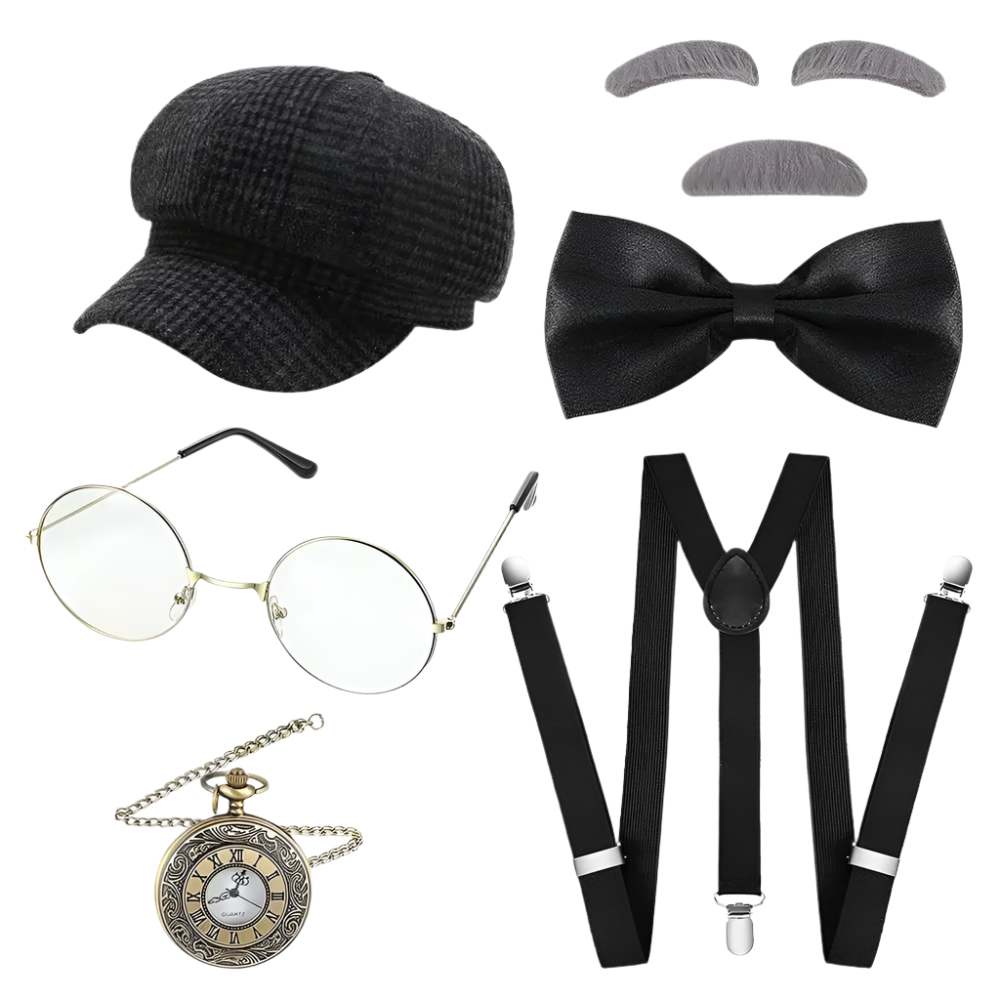 1920s Men's Great Gatsby Accessories Set | Roaring 20s Vintage Gangster Costume