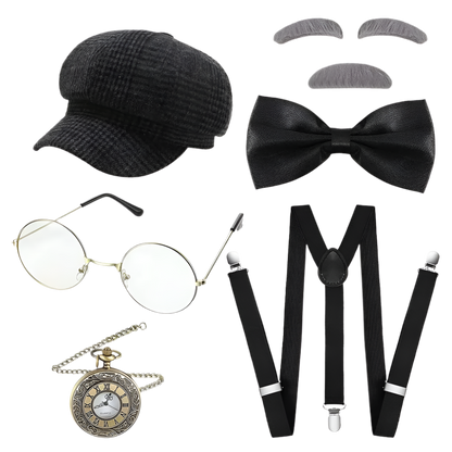 1920s Men's Great Gatsby Accessories Set | Roaring 20s Vintage Gangster Costume