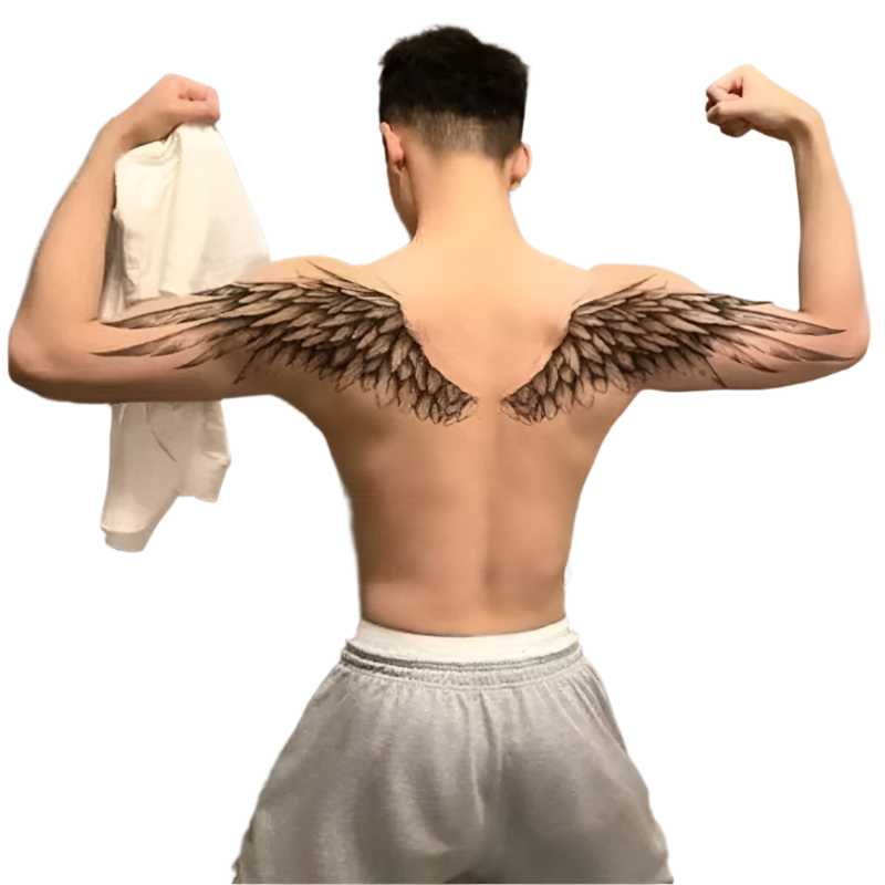 Angel Demon Wings Temporary Tattoo - Large Back Art Design for Theme Night Costumes