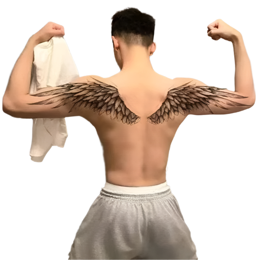 Angel Demon Wings Temporary Tattoo - Large Back Art Design for Theme Night Costumes