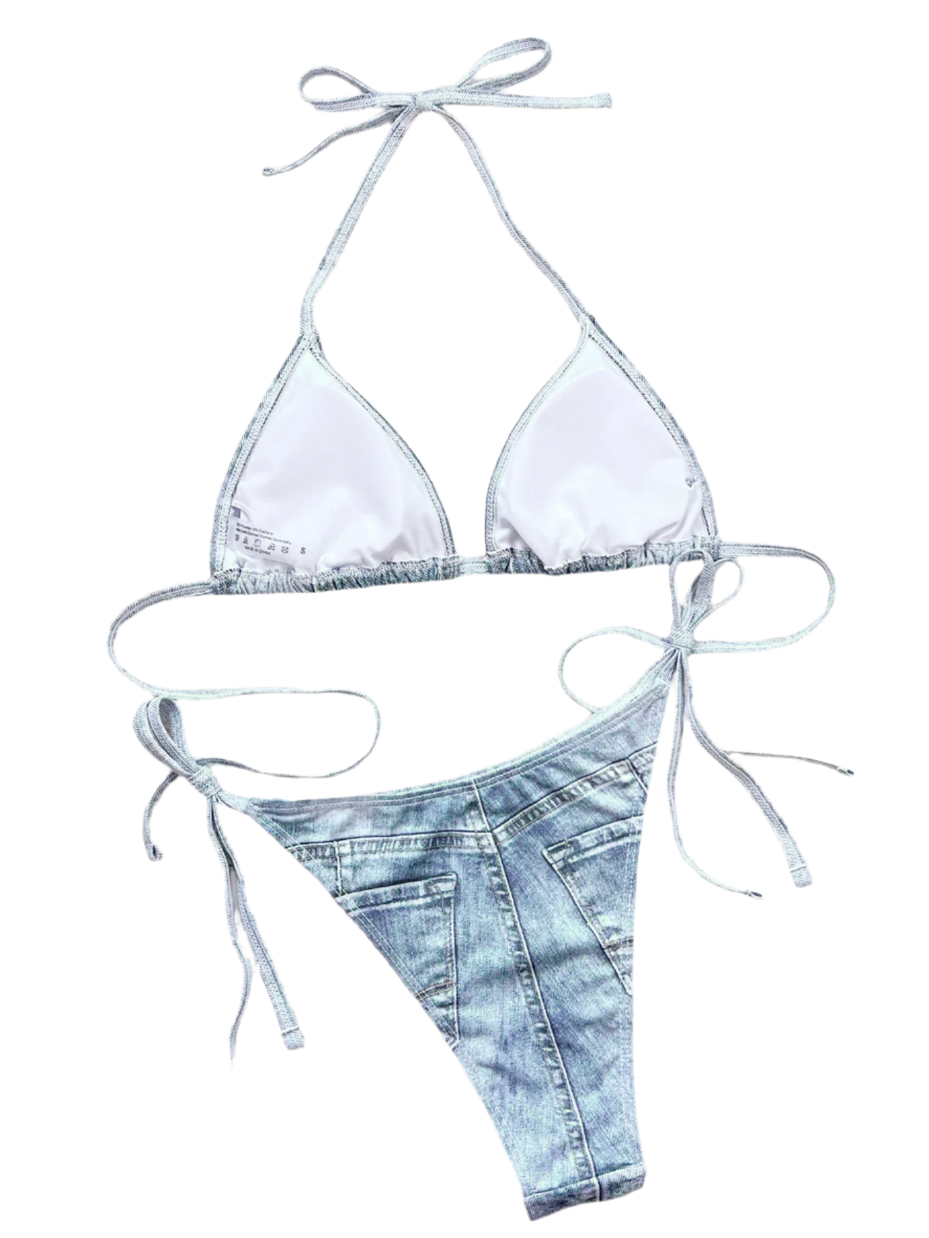 Women Denim Print Bikini Set