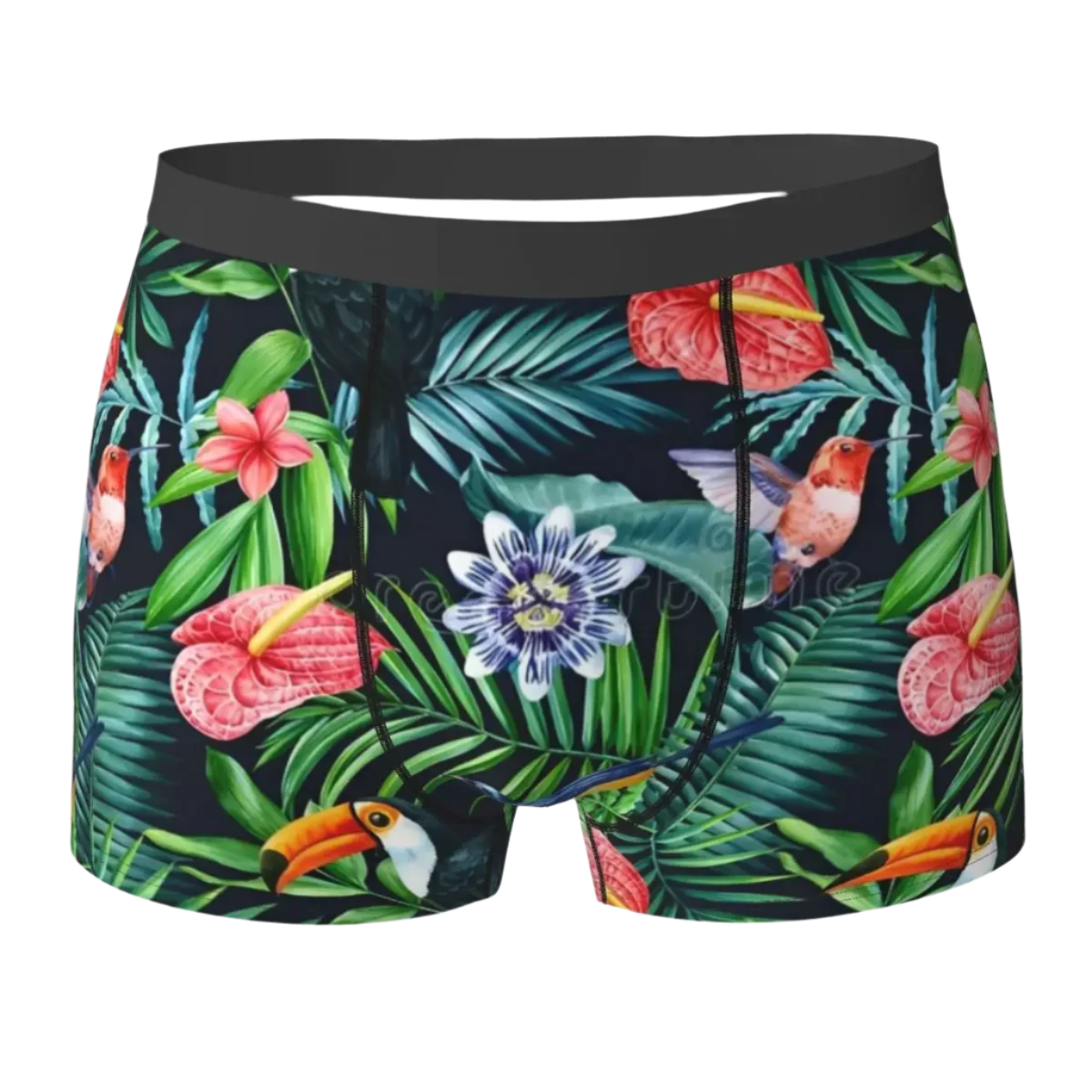 Men's tropical jungle print stretch boxer brief with high quality large size design for Hot Tropics Animal Instincts theme night resort wear