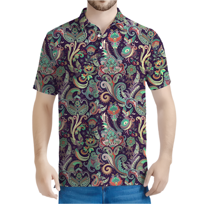 Paisley 3D Printed Polo Shirt Men