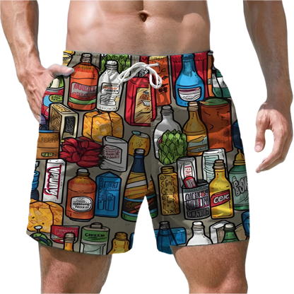 Men's Shorts Quick Dry Swim Shorts Beer Print