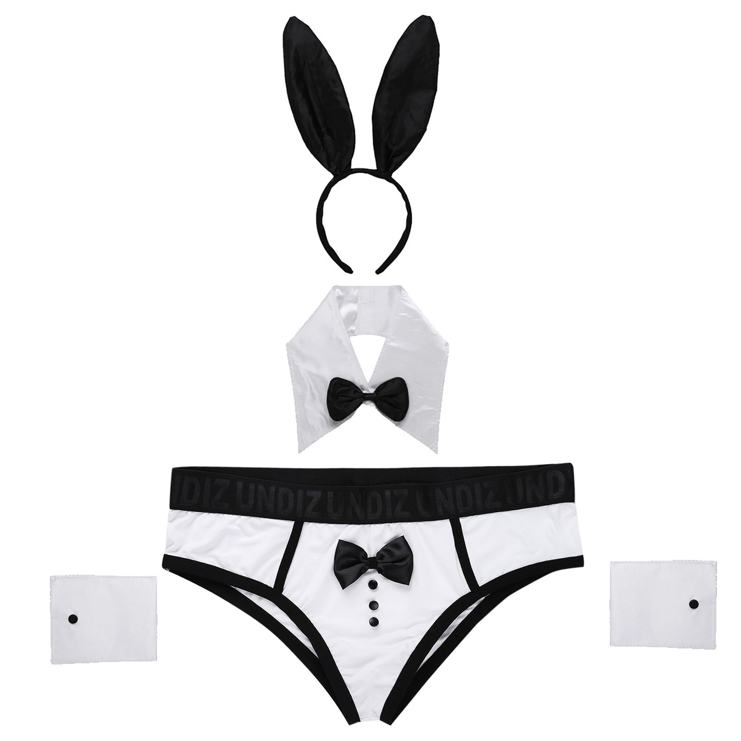 Men's Bunny Tuxedo Lingerie Costume | Sheer Boxer Brief Set