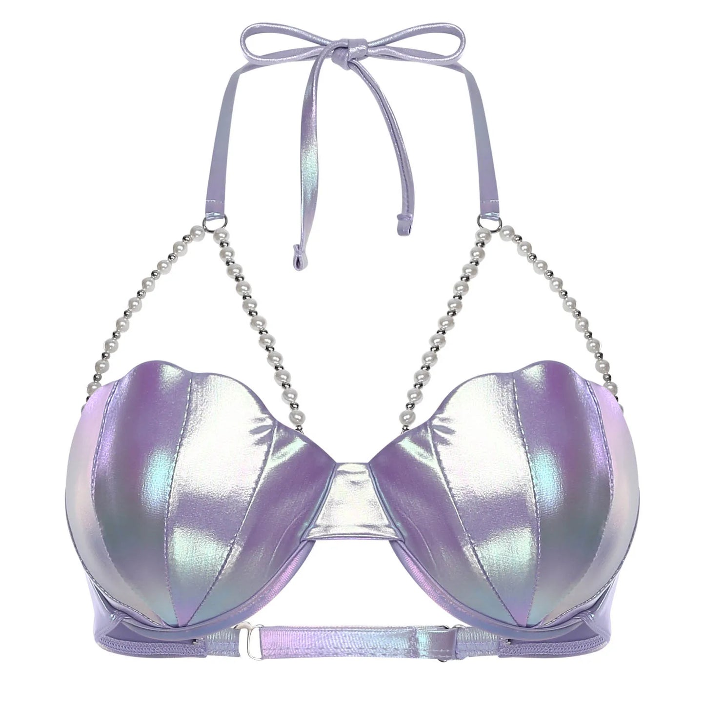 Metallic Halter Crop Top for Women | Chain Strap Bustier Top