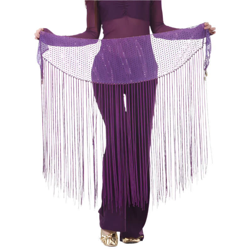 lace tassel belly dance hip scarf with Indian cultural design for resort performance wear