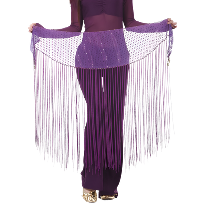 lace tassel belly dance hip scarf with Indian cultural design for resort performance wear