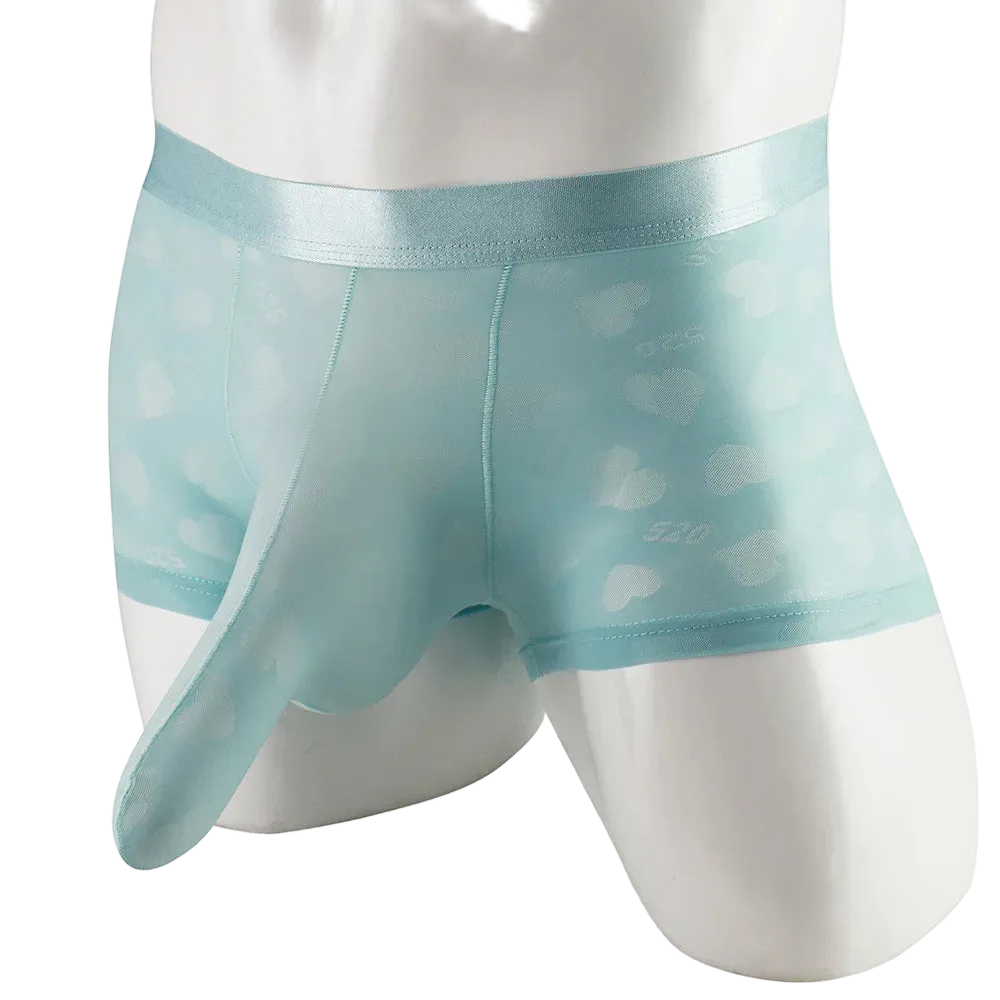 Light blue boxer briefs with a subtle pattern on a white mannequin.