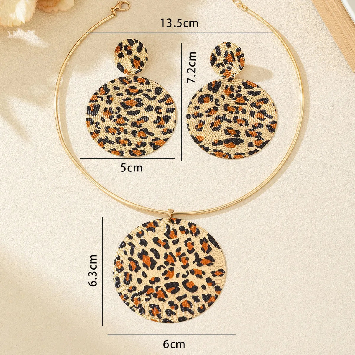 Leopard Print Jewelry Set for Women | Necklace & Statement Earrings