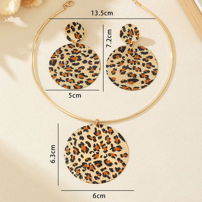 Leopard Print Jewelry Set for Women | Necklace & Statement Earrings