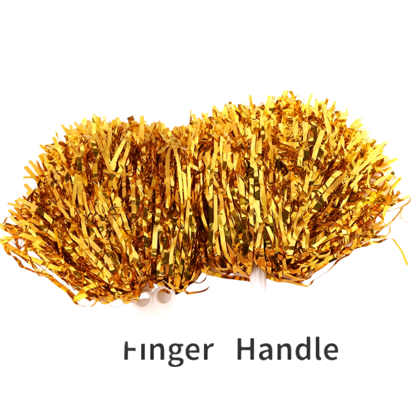 Gold tinsel finger handle on a white background