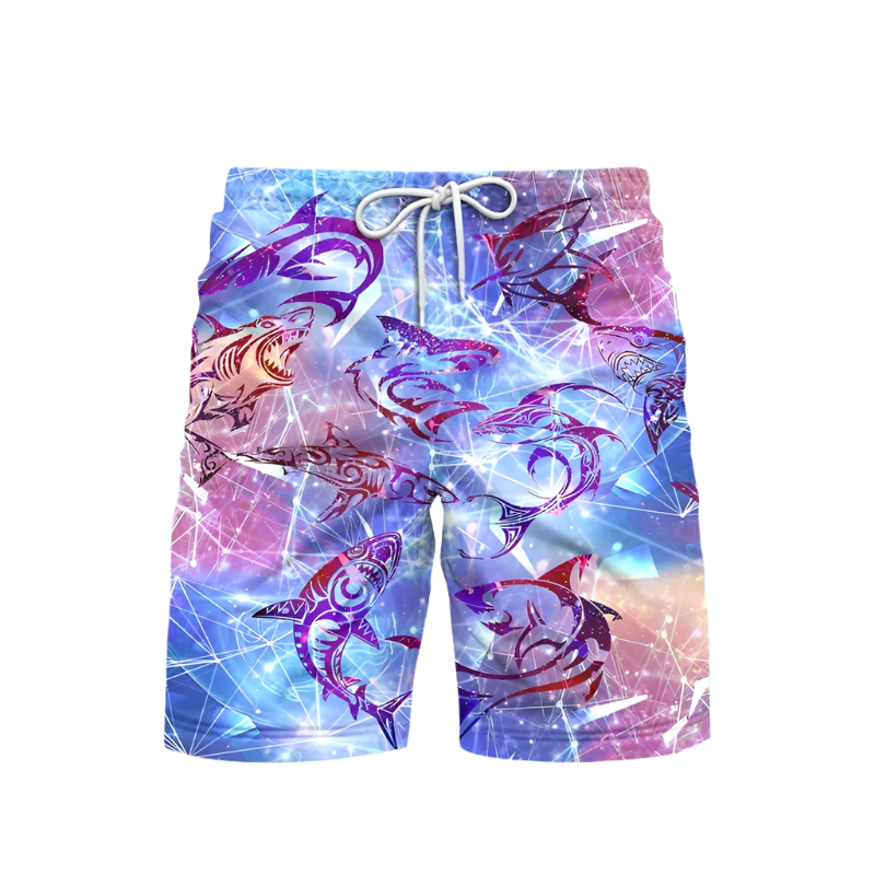 Print Beach Shorts featuring sophisticated marine life design, perfect for luxury adult resort theme nights