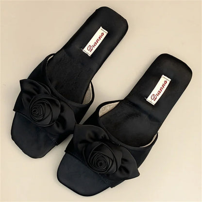 Elegant Rose Satin Women's Slippers Bride Wedding Slipper Wedding Photo Props Bridesmaid Romantic Gifts Summer Shoes Sandals