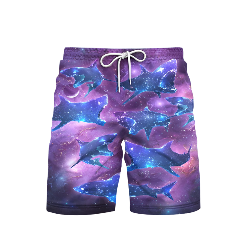 Print Beach Shorts featuring sophisticated marine life design, perfect for luxury adult resort theme nights