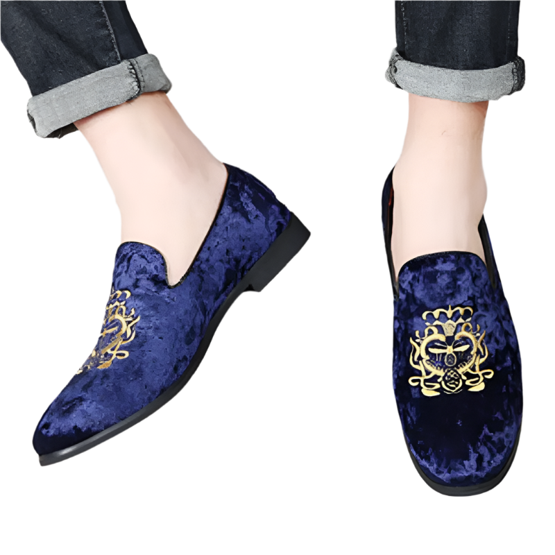 Designer suede leather Oxford shoes with embroidery detail in extended sizes for resort formal wear

