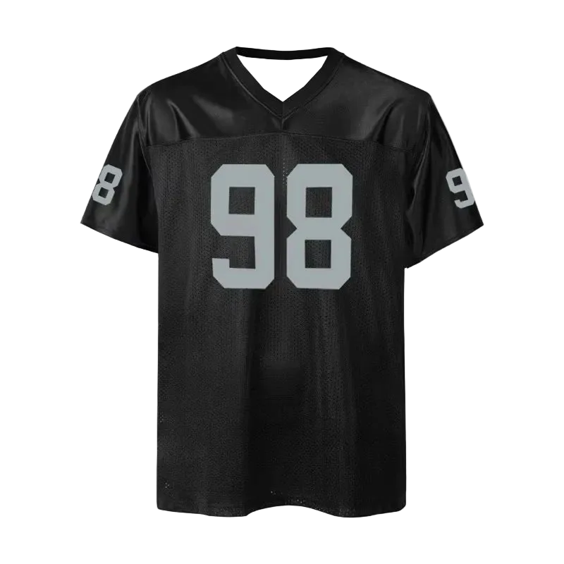 Black sports jersey with number 98 on a white background