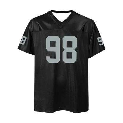 Black sports jersey with number 98 on a white background