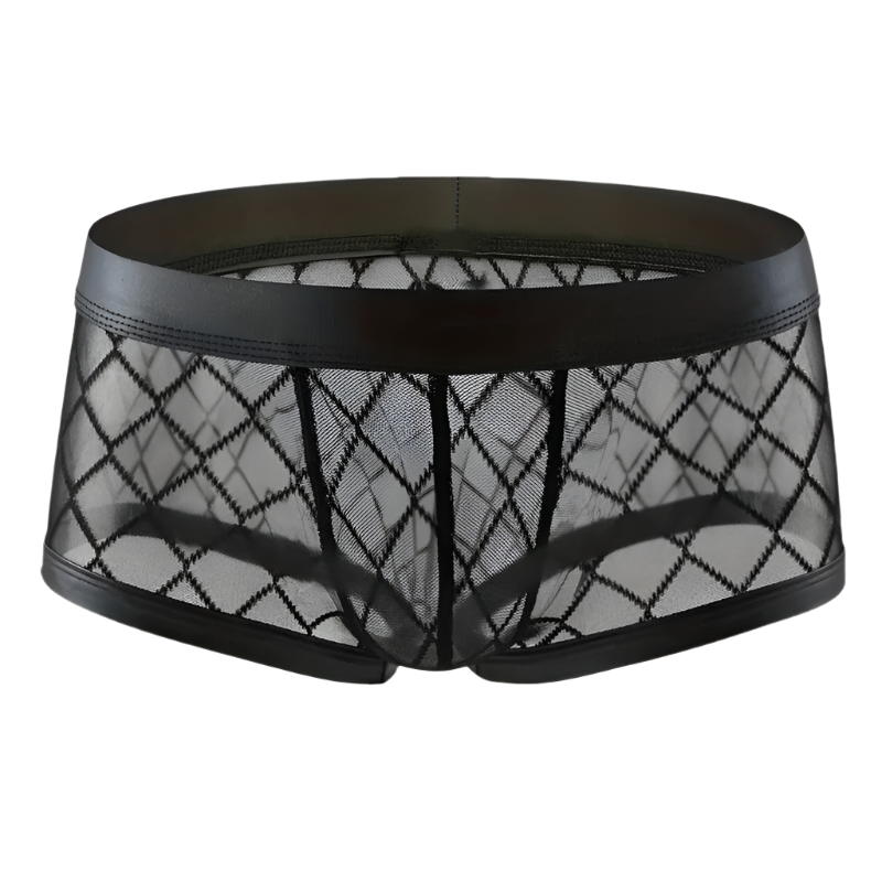 see-through men's boxer briefs with breathable design for resort comfort wear