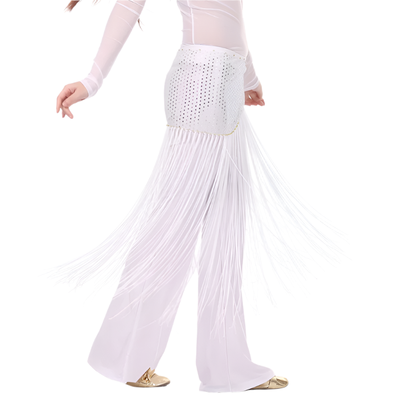 lace tassel belly dance hip scarf with Indian cultural design for resort performance wear