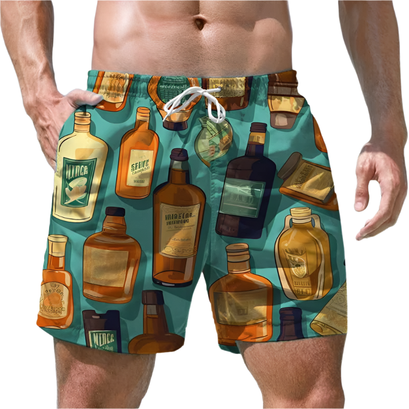 Men's Shorts Quick Dry Swim Shorts Beer Print