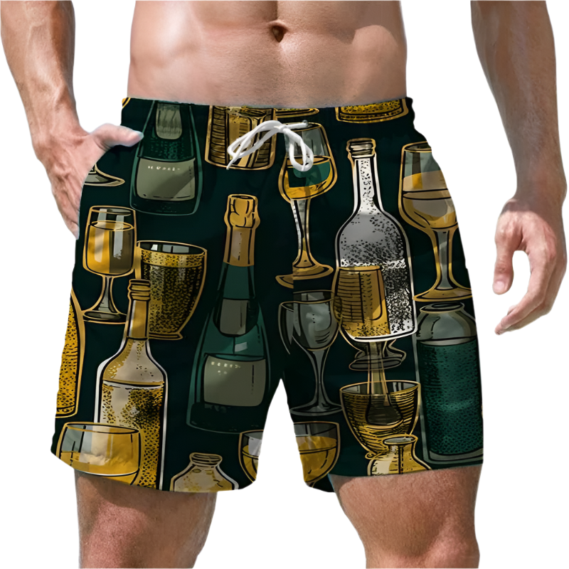 Men's Shorts Quick Dry Swim Shorts Beer Print