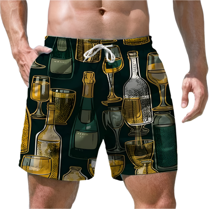 Men's Shorts Quick Dry Swim Shorts Beer Print