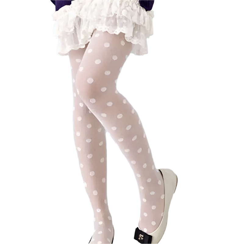 Sweet polka dot pantyhose with perspective design

