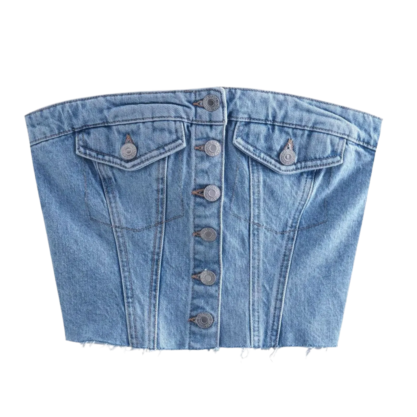 denim bra vest top with tight-fitting halter design for casual resort wear in large sizes