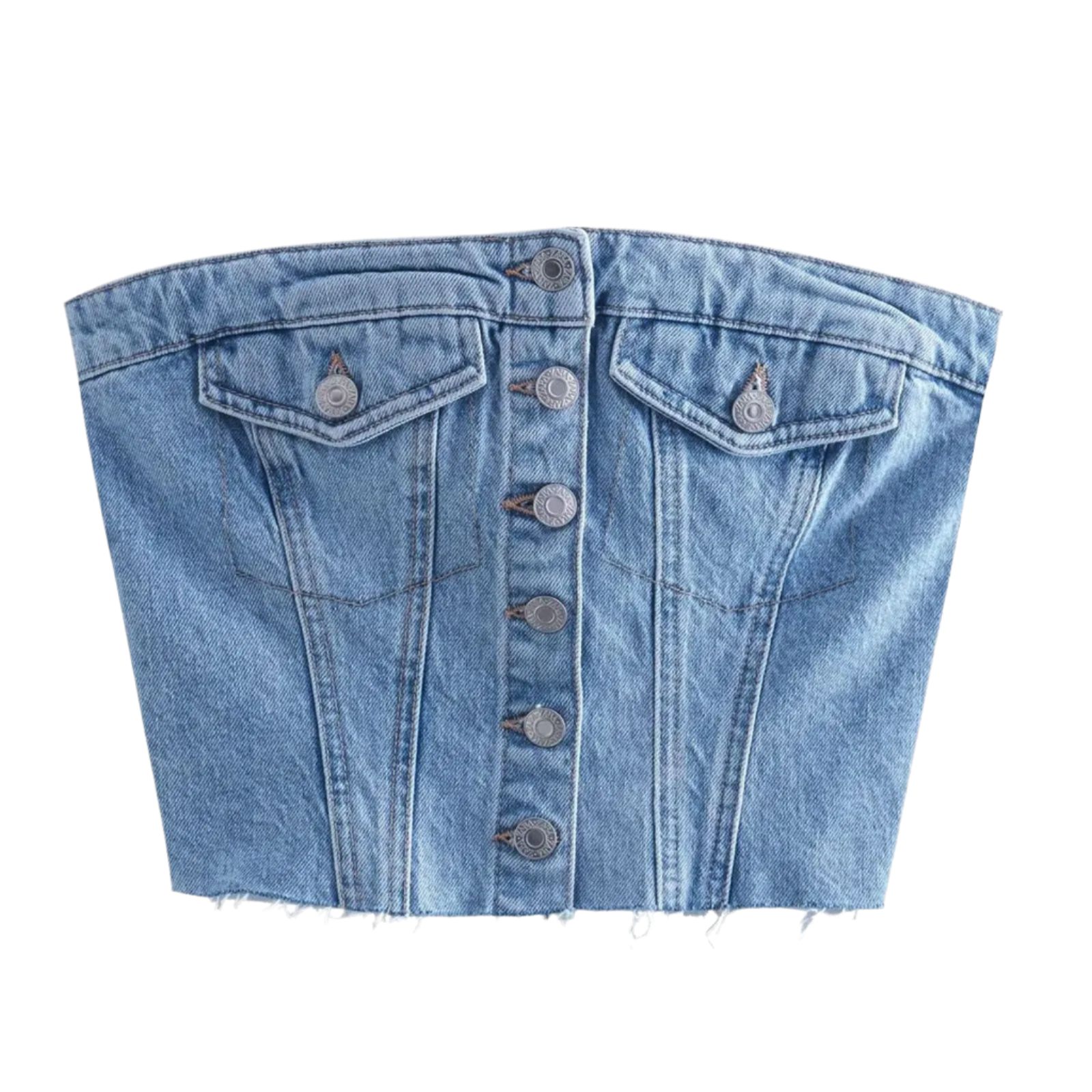 denim bra vest top with tight-fitting halter design for casual resort wear in large sizes