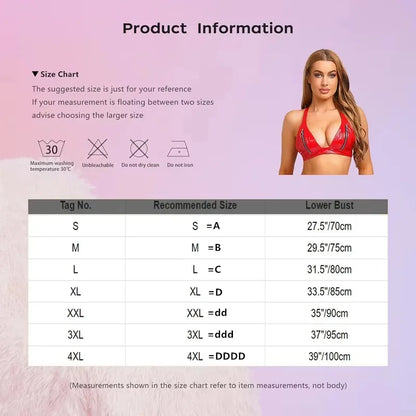 Women's Zipper Open Breast Latex Bra Top