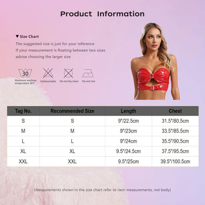 Patent Leather Hollow Out Crop Top | Bold Red Bra Style