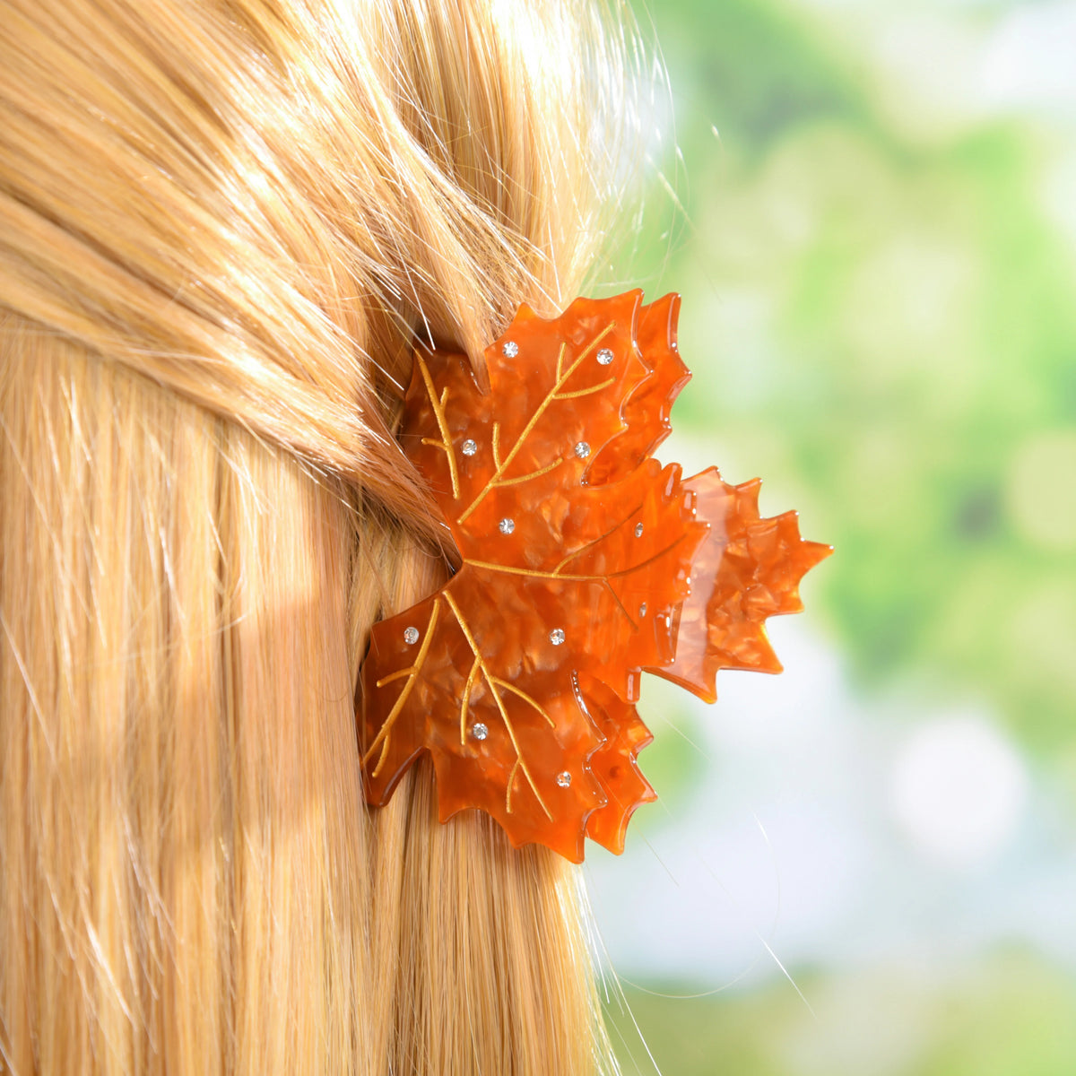 Women’s Maple Leaf Hair Claw Clip | Rhinestone Fall Hair Accessory