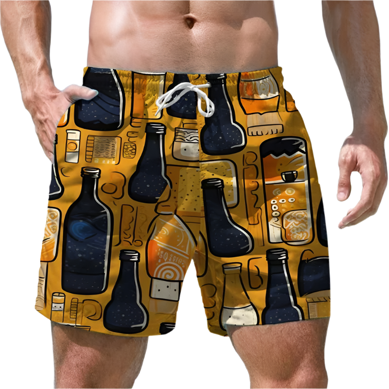 Men's Shorts Quick Dry Swim Shorts Beer Print