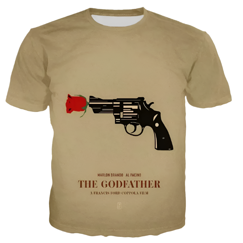 Godfather 3D printed oversized t-shirt with street style design for resort casual wear

