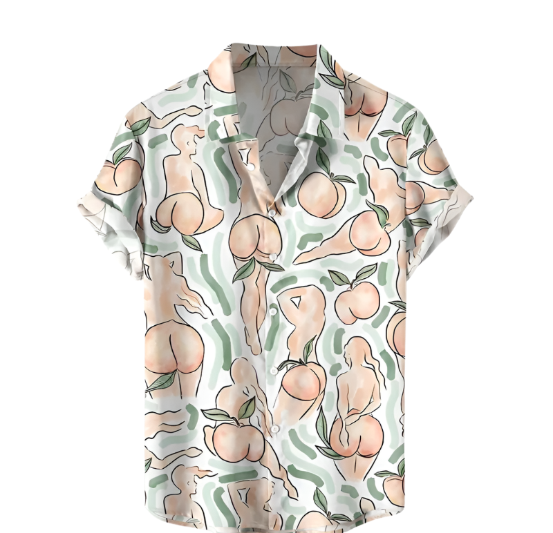 Hawaiian Sexy Girls Chest Men's Short Sleeve Top