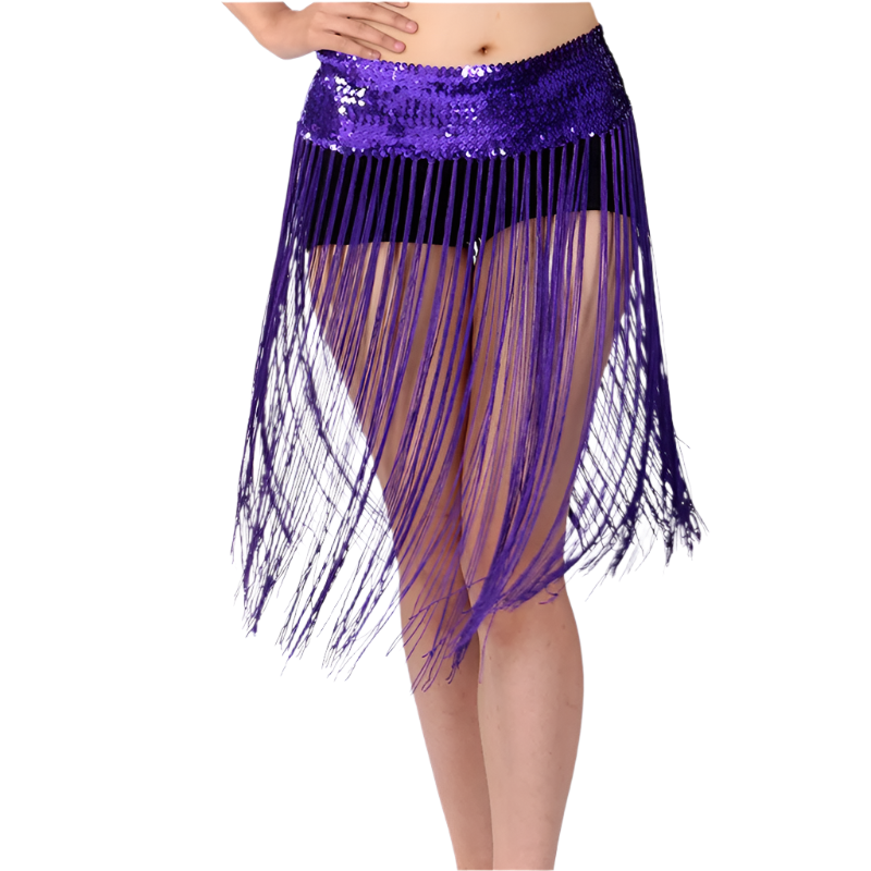  glitter sequin belly dance hip scarf with carnival design for resort performance wear