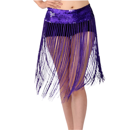  glitter sequin belly dance hip scarf with carnival design for resort performance wear