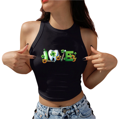 Saint Patrick's Day Love Women Crop Top Lucky Graphic