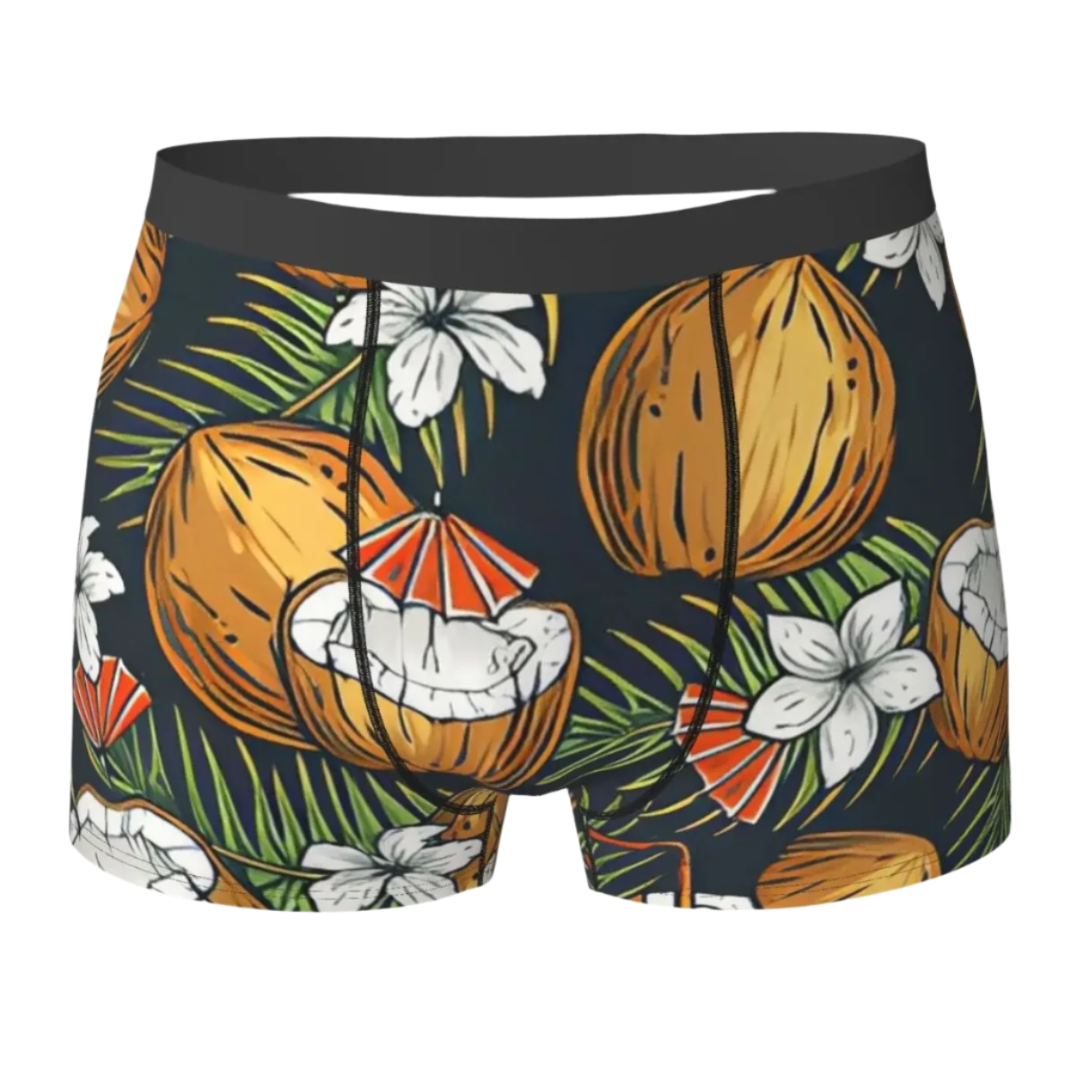 Men's tropical jungle print stretch boxer brief with high quality large size design for Hot Tropics Animal Instincts theme night resort wear