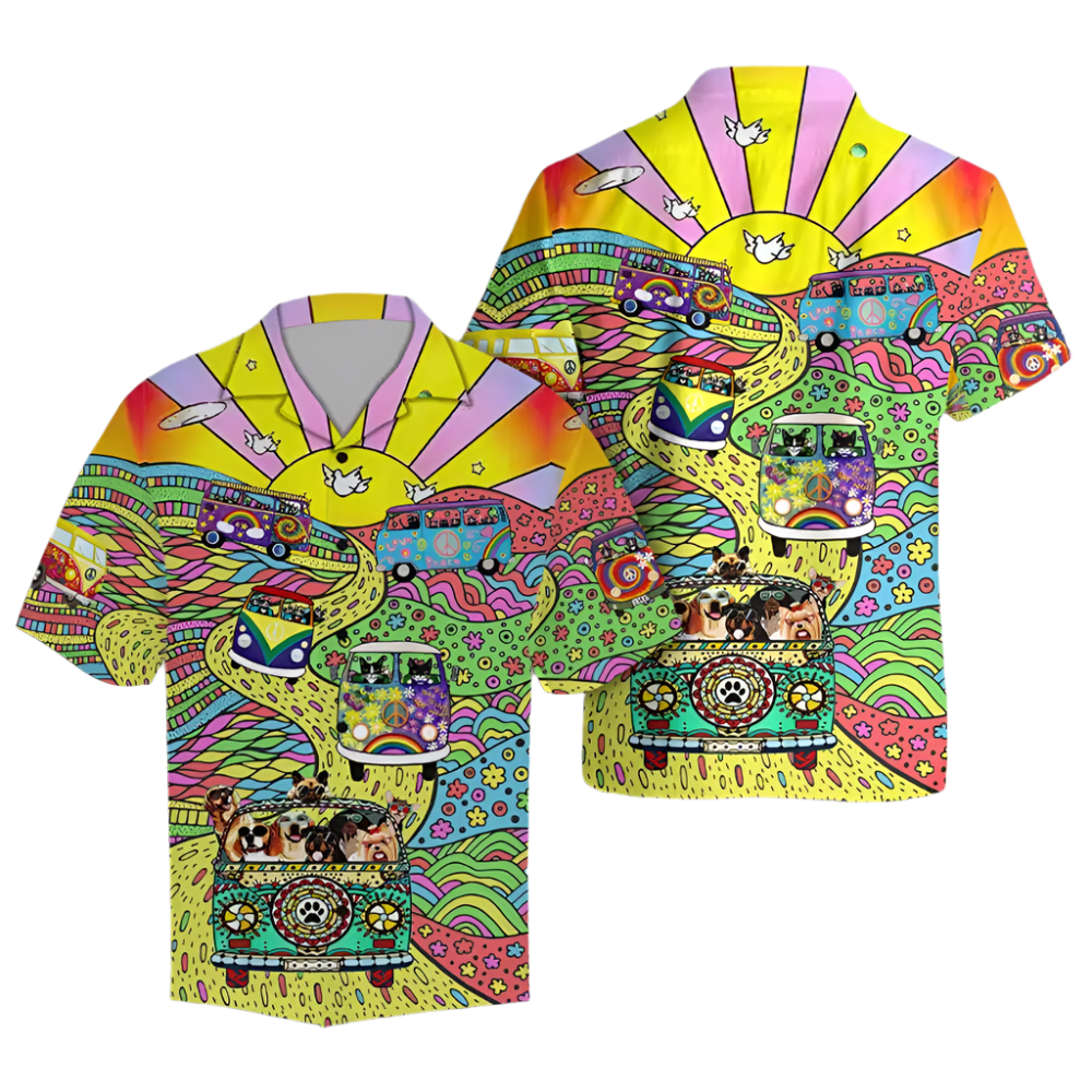 hippie girl sunflower 3D Hawaiian shirt in oversized 5XL sizing for inclusive resort summer fashion