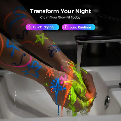 UV Neon Face & Body Paint Markers | Glow in the Dark Temporary Tattoo Pens