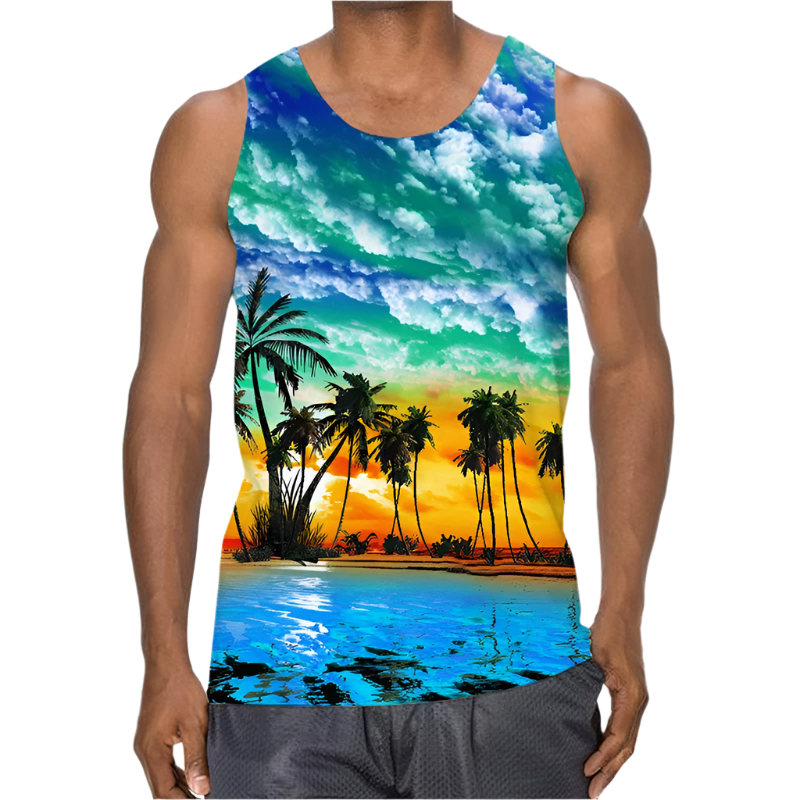 3D Palm Leaves Tank Top