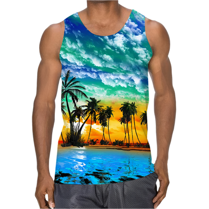 3D Palm Leaves Tank Top