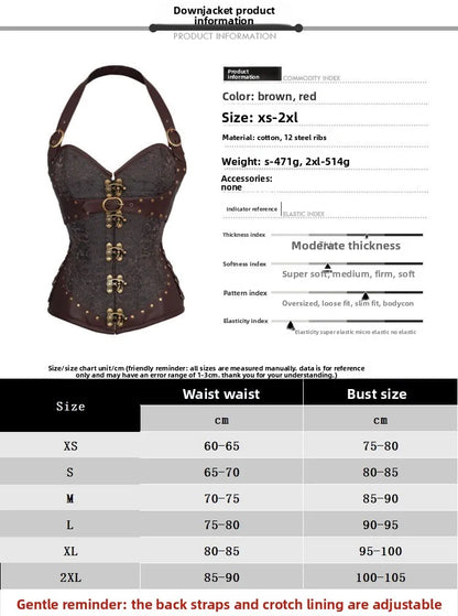 Women’s Medieval Halter Corset Top | Viking Warrior Leather Bustier
