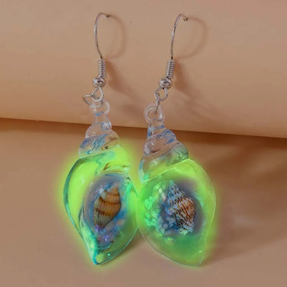 2026 New Arrival Colorful Resin Shell Conch Drop Earrings for Women Fashion Creative Glowing In The Dark Earrings Jewelry Gifts